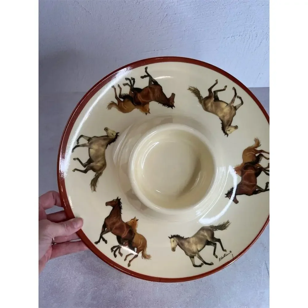 Vintage Evergreen Horse‎ Design Chip and Dip veggie tray Multicolor Plastic
